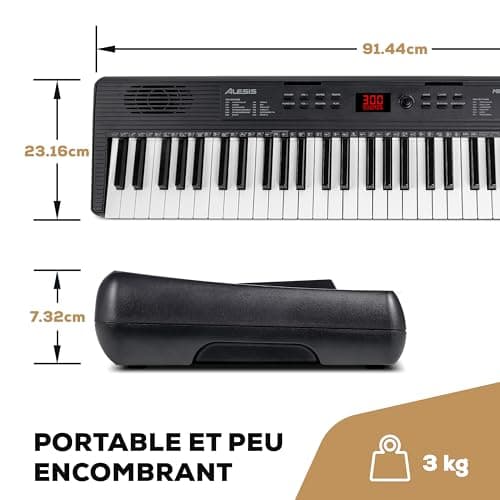 Alesis Melody 61 MK4 Clavier Piano 61 Touches avec Accessoires | Portable, 300 Sons, Modes Split/Layer, Inclus Cours, Stand, Banquette, Microphone et Casque, pour Débutants