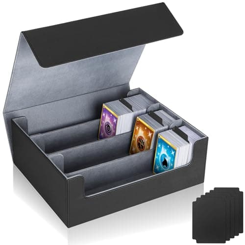 HIMOMO Boîte à Cartes Pour MTG, avec 8 Séparateurs de Cartes pour Plus de 1800 Cartes, Boîte à Rabat Magnétique Avec Cuir Pu (Gris)