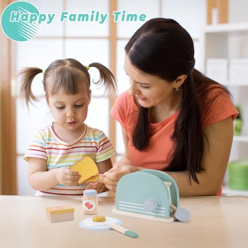 Jouet en Bois Jeux de Rôle Fille Jeux de Cuisine pour Enfants Filles Garçons 3-8 Ans Cadeau de Noël (Bleu)