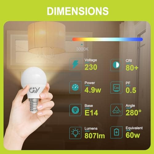 GY Ampoule LED E14 4,9W équivalent 60W, 807 Lumens 3000K Blanc Chaud,G45 Ampoule E14 Led Efficacité Energétique, Non-Dimmable, Lot de 12