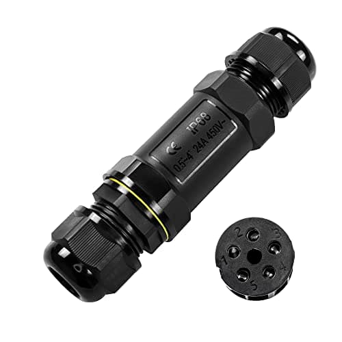 YAODHAOD IP68 Connecteur de câble électrique étanche pour extérieur 2 voies 5 broches pour gamme de fils de Ø5 à 10 mm (AC 450 V, 24 A) Boîtes de cordon externes (forme en I - 5 broches)