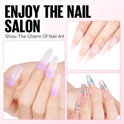 TOMICCA 2 Couleurs Nail Extender Gel Clear & Rose Clair Set, Gel Acrylique Pour Ongles Quick Extender Polygel Pour Ongles en gel Longue Tenue & Look Naturel Pour Débutantes & Professionnelles de Salon