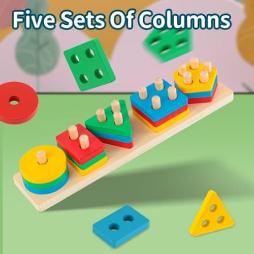 QHFlashbuy Jouets Montessori à Empiler et de Tri 1 2 3 Ans,20PCS Jouet Éducatif De Couleurs Et De Formes Différentes,Formes Géométriques Puzzles à Trier Les