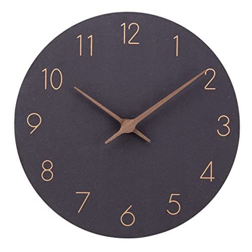 ACCSHINE Horloge Murale en Bois MDF sans tic-tac Silencieux Moderne 30 cm à Quartz Grande Horloge Murale à Piles Facile à Lire pour Chambre Maison Cuisine Chambre Bureau école (Noir)