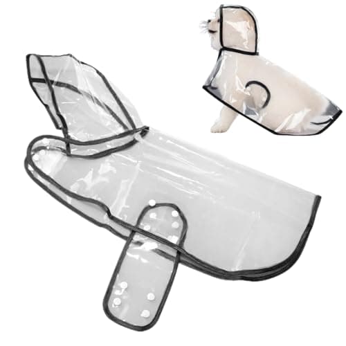 Imperméable pour Chien, Imperméable pour Chien avec Capuche en Nylon Transparent, Manteau imperméable pour chiens de petite taille et chats, réglable, avec capuche, transparent, M