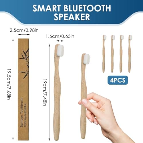 SRLWMYI Brosse a dent bambou [Lot de 4] – Brosse à dents nano – 100% sans BPA – Brosse à dents Souple ultra douce – Brosse à dents en bambou végétalienne et respectueuse de l'environnement (blanc) –