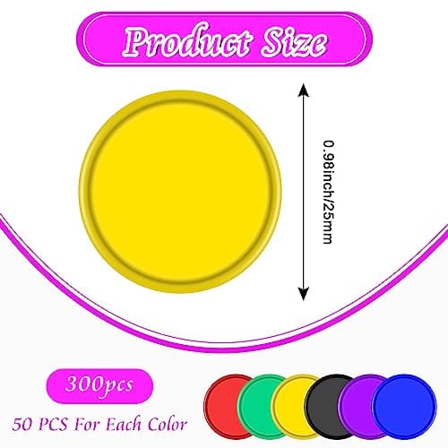 FGen 300PCS 6 Couleurs De Jetons De Poker en Plastique, Mini Poker Chip Console De Jeu, Petit Comptoir d'apprentissage, Bonus De Cartes De Jetons Vierges De Bingo pour Les Enfants 1,18 "(30mm)