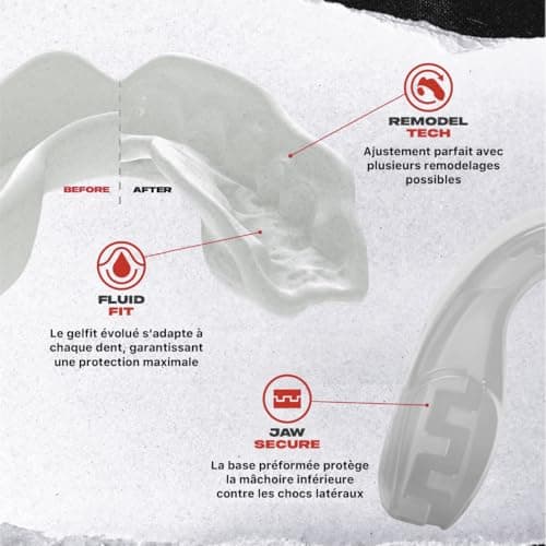 SafeJawz Sport Protège-dents Intro Séries. Protection intégrale pour Tous Les Sports, notamment Le Rugby, MMA, Hockey, Judo, Karate, Les Arts Martiaux et la Boxe (Erwachsene (12+ Jahre), Transparent)