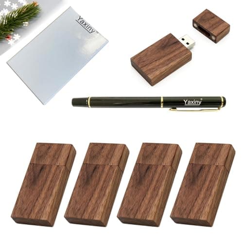Yaxiny 5 Clés USB 2.0/3.0 rectangulaires en bois de noyer 3.0/16GB Wood USB Disk-4