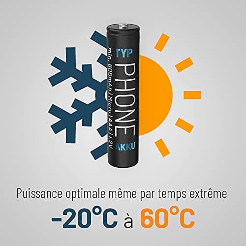 ABSINA 4X Pile Rechargeable AAA pour Téléphone 800 mAh NiMH - Piles AAA Rechargeables 1,2V pour Telephone, Piles Rechargeables, Pile AAA Rechargable, Batterie AAA Rechargeable, accu AAA Rechargeable