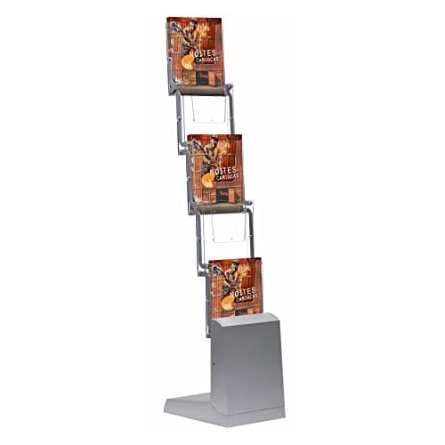 DISPLAY SALES - Porte-brochures pliable 5 x DIN A4 avec sac de transport en nylon pour un transport confortable | presentoir a4 pliable en aluminium et plastique transparent
