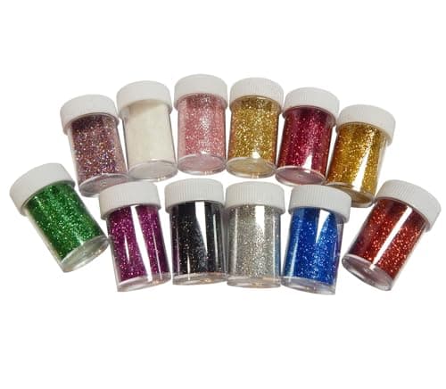 Craft Glitter Lot de 12 pots de poudre de paillettes 168 g pour travaux manuels et décorations de Noël (12 couleurs)