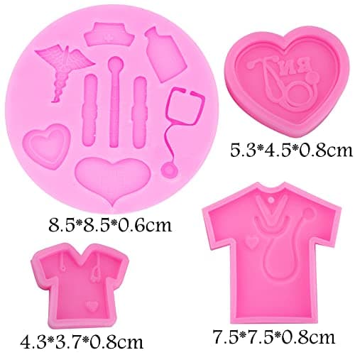YGCHEN Moules en Silicone Infirmière Moule Silicone Fondant Médical Moule Infirmière 3D Mini Moules Médicale Thème DIY Mold pour Fondant Gâteau Chocolat Gelée Sucre Savon 4 Pièces