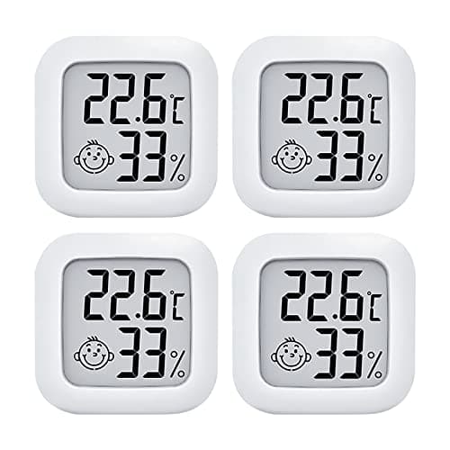 PNGOS Thermomètre Hygrometre Intérieur, 4PCS Mini Termometre Maison Digital Haute Précision, Moniteur de Température et Humidimètre Indicateur du Niveau de Confort pour Maison, Bureau, Chambre