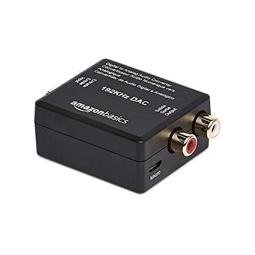 Amazon Basics Convertisseur numérique optique coaxial vers audio analogique RCA, 192 kHz, acrylonitrile butadiène styrène, 2 x 1.6 x 1 inches