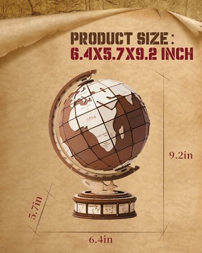ROBOTIME Puzzle 3D Maquette Globe en Bois a Construire Adulte, Construction Bois Modelisme Maquette Adulte, Cadeaux pour Adultes Et Adolescents