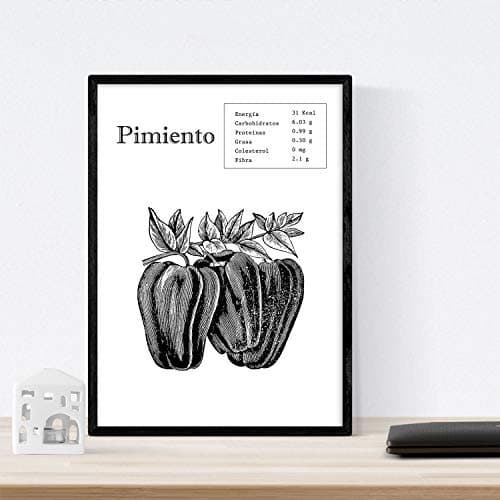 Nacnic Poster Pimiento.Láminas de fruits et légumes. format A4