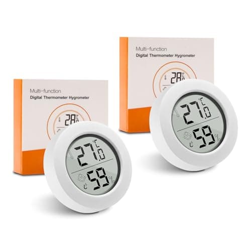 Lot Thermometre Interieur Maison, 2 Pièces Mini LCD Digital Thermometre Hygrometre Barometre Interieur, Mesure Precision Mural Petit Thermomètre d'intérieur pour Chambre Bebe, Culture and Cave, Blanc