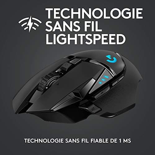 Logitech G502 LIGHTSPEED Souris sans Fil, Capteur Gaming HERO 25K, 25 600 PPP, RGB, Ultra-Léger, 11 Boutons Programmables, Batterie Longue Durée, POWERPLAY-compatible, PC, EU Packaging - Noire