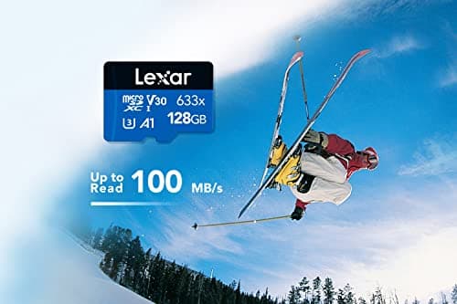 Lexar 633x Carte Micro SD 128 Go, Carte microSDXC UHS-I + Adaptateur SD, Jusqu'à 100 Mo/s en Lecture, A1, C10, U3, V30, Carte TF pour Smartphone/Tablette/Caméra Surveillance (LMS0633128G-BNAAA)
