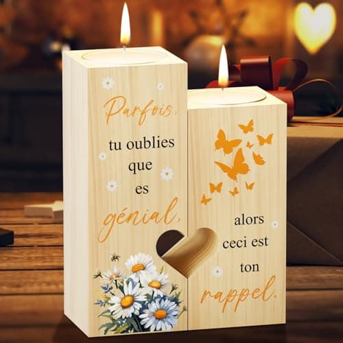 Funnli Cadeau Femme, Cœur Candélabre Cadeau Anniversaire Femme, Cadeau pour Femme Original, Idée Cadeau Femme Noel, Inspirant Cadeau pour Meilleure Amie, Maman, Fille, Soeur