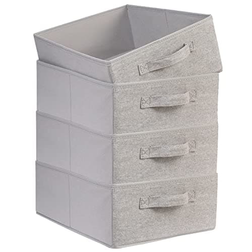 OVAKIA Organiseurs de Tiroir en Tissu, Lot de 4 Boîte de Rangement Vetement Pliables pour Rangement de Penderie, pour Vêtements Pantalons Chaussettes (Gris)