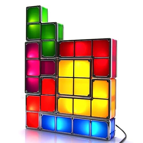 Goods & Gadgets Lampe Tetris Lampe de table LED empilable Lumière d'ambiance rétro Lampe Tetris blocs de construction