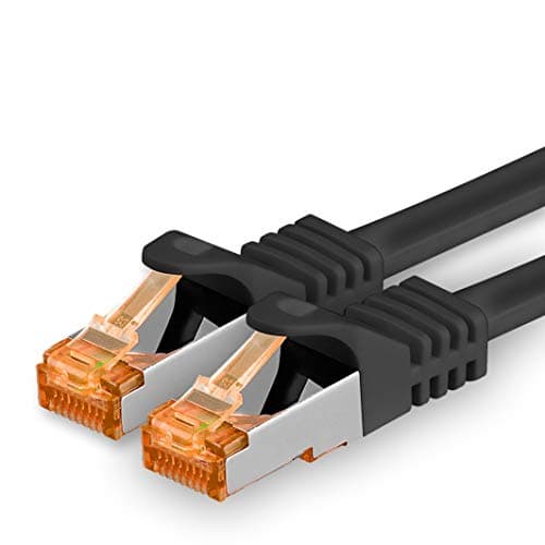 1aTTack.de 2m - Câble réseau Cat.7 noir - 1 pièce Câble LAN Gigabit Ethernet Câble patch 10000 Mbits Câble Cat7 Câble S FTP PIMF blindage LSZH Câble brut Cat.7 Prise Rj45 Cat 6a - 1 x 2 mètres
