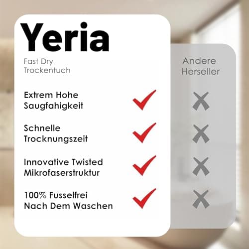 Yeria 3 Pièces Chiffon Magique pour Douche, Chiffon en Extra Absorbant pour la Maison, Chiffon de Nettoyage Réutilisable en Microfibre sans Traces pour Verre Voiture Maison Cuisine Salle de Bain