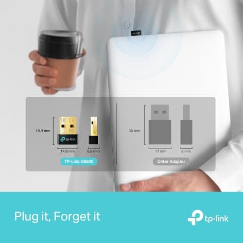 TP-Link UB500 Adaptateur Bluetooth 5.3, Dongle Bluetooth 5.3, Clé Bluetooth pour PC, Casque, Souris, Manette, Clavier, Imprimantes, Smartphone, Tablette, Compatible avec Windows 11/10/8.1/7