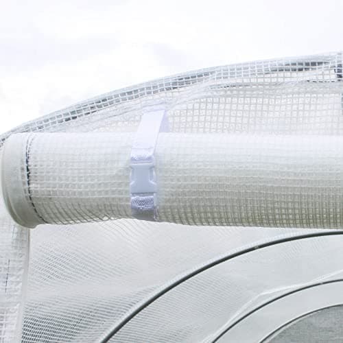 Outsunny Bâche de Rechange Serre Tunnel 6 m2, bâche dim. 3L x 2l x 2H m PE Anti-UV imperméable 6 fenêtres + Porte Enroulable zippée Blanc