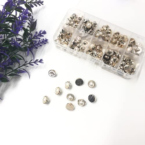100 Pièces Boutons de Perles de Diamant Faux Boutons de Perle Boutons à Coudre Bouton de Vêtements Boutons de Bijoux Vintage pour Vêtements Costumes Manteaux Chandails-2