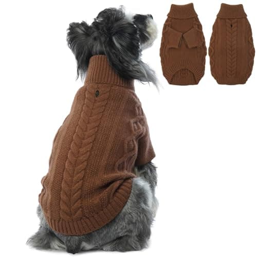 Hjumarayan Pull Chien Moyen, Pull pour Chien Simple Elégant Pull-Overs pour Chiens avec Manches Pull Chien Hiver Chaud Epaississement Sweat Chien Pull pour Bouledogue Beagle, Brun L