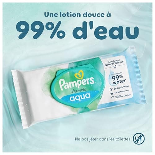 Pampers Harmonie Aqua, 1152 Lingettes pour Bébé (24x48), Sans Plastique, Certifié OEKO-TEX, Protection De La Peau Délicate Avec 99% D’Eau, Aide à restaurer le pH naturel de la peau