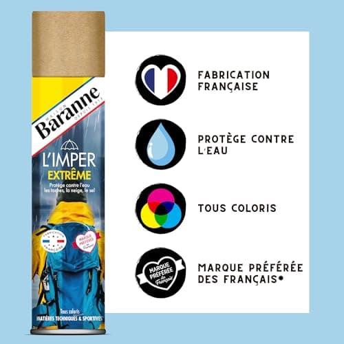 Baranne - Spray Imperméabilisant Extrême | Bombe hydrofuge | Protection Multi-Surfaces I Tâches, Traces I Protège de la Pluie | 300ml