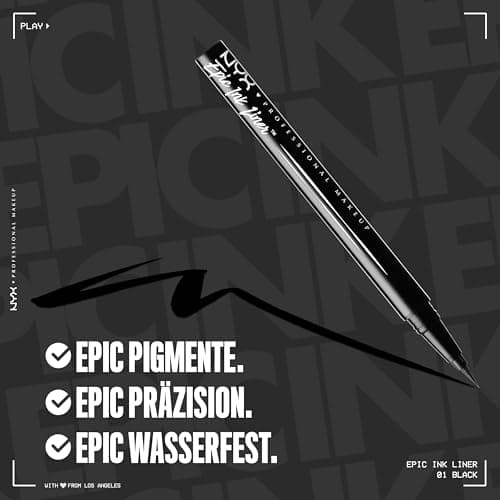 NYX Professional Makeup Eyeliner Feutre Epic Ink Liner, Waterproof, Formule Vegan, Teinte : Black (01)