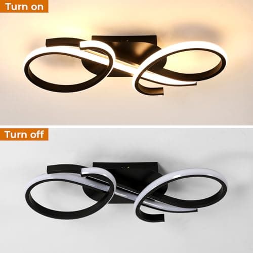 Mckalen Plafonnier LED Moderne 36W, Luminaire Plafonnier LED 4050LM, Lampe de Plafond LED Noir, Lumière Chaude 3000K pour Salon Chambre Salle à Manger, 42CM
