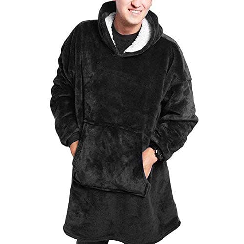 Sweat à Capuche Super Dalian, Veste à Capuche Double Face Super Confortable et épaisse avec de Grandes Poches, Convient aux Hommes et aux Femmes Adultes - noir - taille 1
