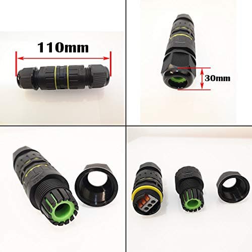 CESFONJER Boîte de Jonction de Plein Air IP68 Imperméable Connecteur de Câble électrique Boîtier de Raccordement 3 Voies Connecteurs Boîte pour Câble Ø 6 à 11mm (2Pcs), Nylon