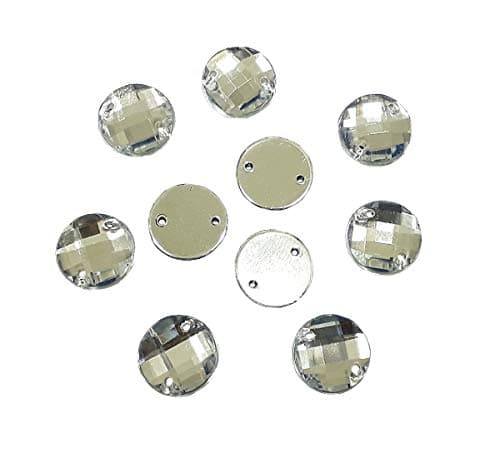 Perlin Lot de 100 strass à coudre - Ronds - En acrylique - Pour vêtements, travaux manuels, vêtements et sacs - 12 mm