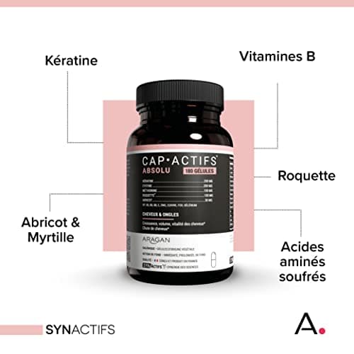 ARAGAN Capactifs Intense + Absolu - Complément Alimentaire Renforcement des Cheveux et des Ongles, Croissance, Vitalité - Kératine, Cuivre, Zinc et Vitamines - 120 + 180 gélules - 2 à 3 mois de prise
