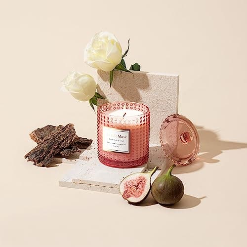 LA JOLIE MUSE Bougie Parfumée à la Rose Sauvage, Bougie en Cire Naturelle à l'Arôme Floral, 75 Heures de Combustion de Longue Durée, Bocal en Verre pour Cadeau et Décoration d’Intérieure, 285 g