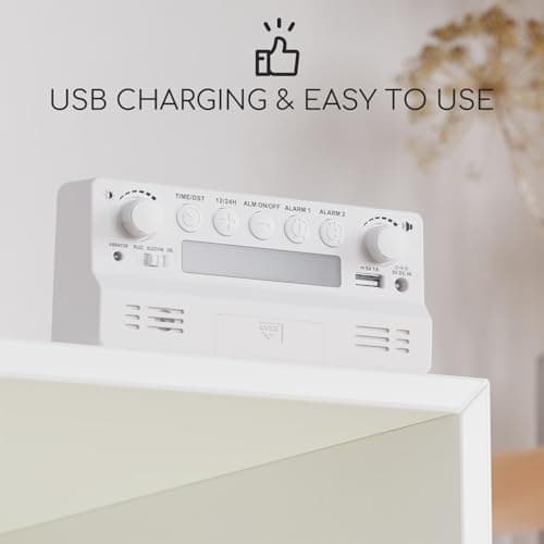 MINORZ Reveil Vibrant pour Sourd | Adultes | Double Réveil Numérique pour Dormeur, Veilleuse, Batterie de Secours, Réveil Digitale avec Chargeur USB pour Chambre à Coucher | Oreiller