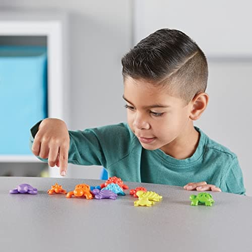 Learning Resources Kit d’activités mathématiques des tortues tactiles , apprentissage des nombres petite enfance, objets de tri mathématiques pour enfants, jouets de tri des couleurs, Montessori