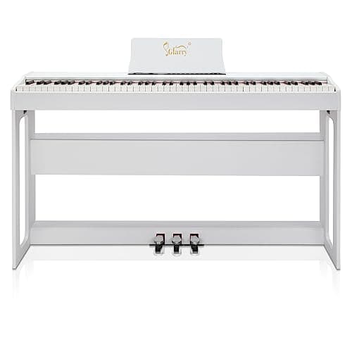 GLARRY Piano Électrique Numérique 88 avec Toucher Lourd, 128 Rythmes et Tonalités, 3 Pédales Professionnelles, 2 Haut-Parleurs Stéréo de 10 W, Prise en Charge MIDI-USB und Audio Bluetooth (Blanc)