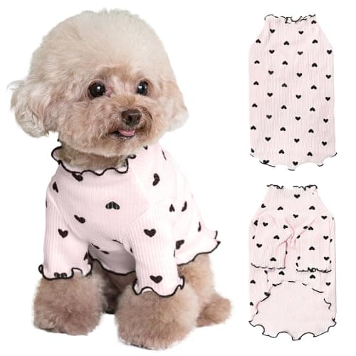 Yaopelky Vêtements pour petits chiens et chats – Été et automne – Chemise extensible à volants à manches longues pour chihuahua, schnauzer, Shih Tzu Yorkie (rose, taille S)