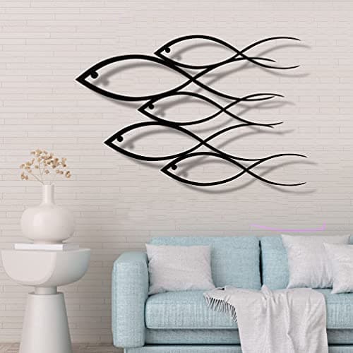 DEKADRON Décoration murale en métal, décoration en forme de poisson, décoration d'intérieur et d'extérieur (45 x 30 cm)