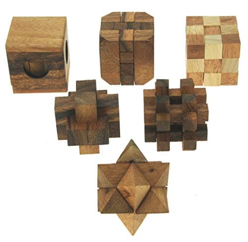 Casse-tête en Bois 3D de Namesakes® (x6) - Jeux de réflexion sur Le IQ - Défi de Table Original - Cadeau Amusant pour Les Adultes et Les Enfants - Boîte Cadeau en Bois Massif !