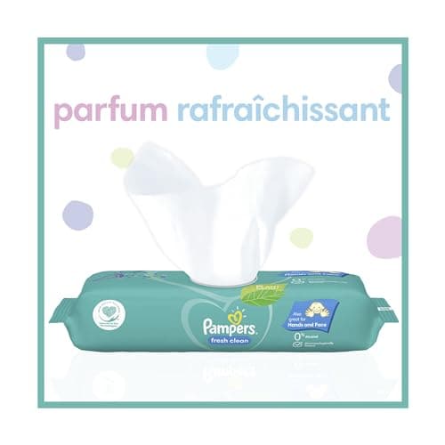 Pampers Fresh Clean, 1200 Lingettes pour Bébé (15x80), Sans Alcool, Aussi Pour Les Mains Et Le Visage
