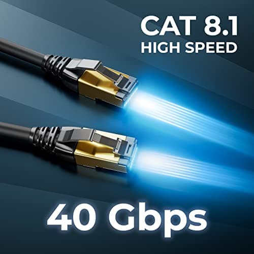 deleyCON 10x 0,25m Câble Patch CAT8.1 Câble Réseau Câble S/FTP PIMF 2000 MHz 40 Gbit RJ45 LAN DSL Câble CAT.8 Ethernet Câble Prise RJ45 - Noir